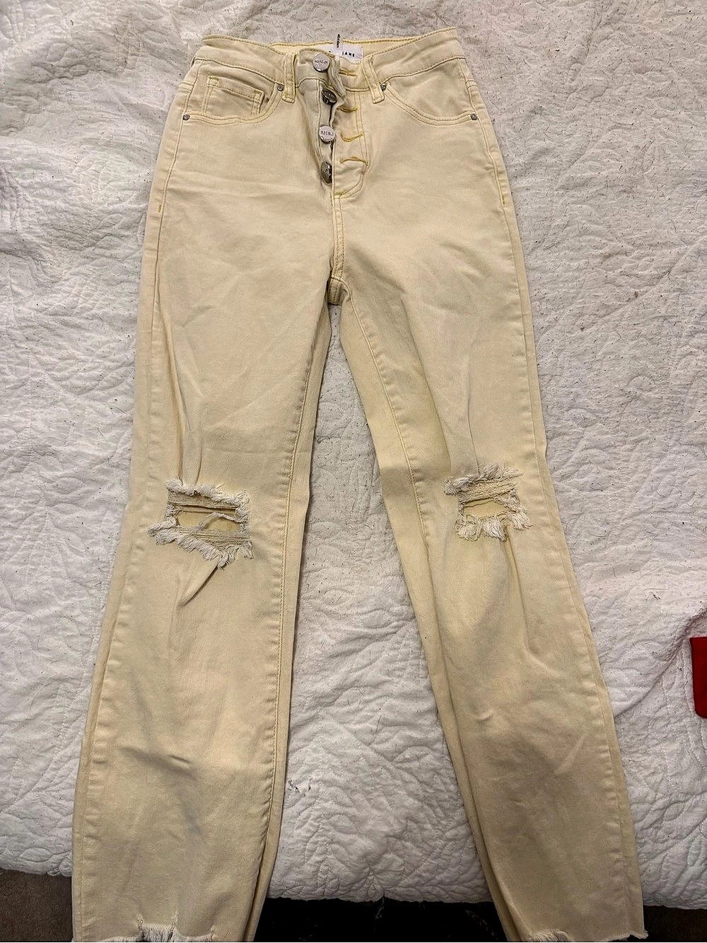 FRAME Le Original Button Fly Straight Jeans Leg Jeans in Yellow